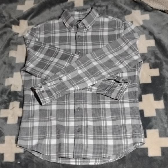 Express Other - Express Men's Checkered Shirt in Gray and White